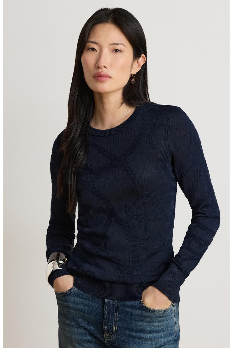 Crewneck Sweater, Alternate, color, LAUREN NAVY BLUE