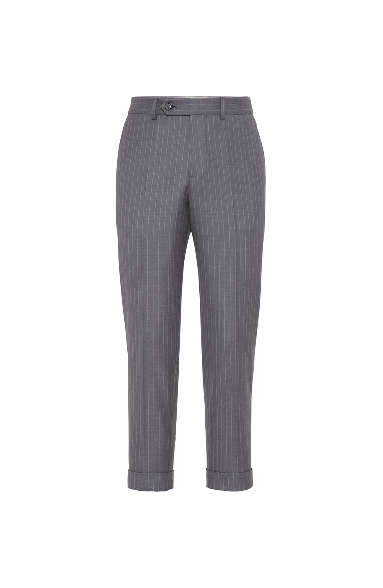 Brunello Cucinelli Chalk stripe trousers, Main, color, Grey