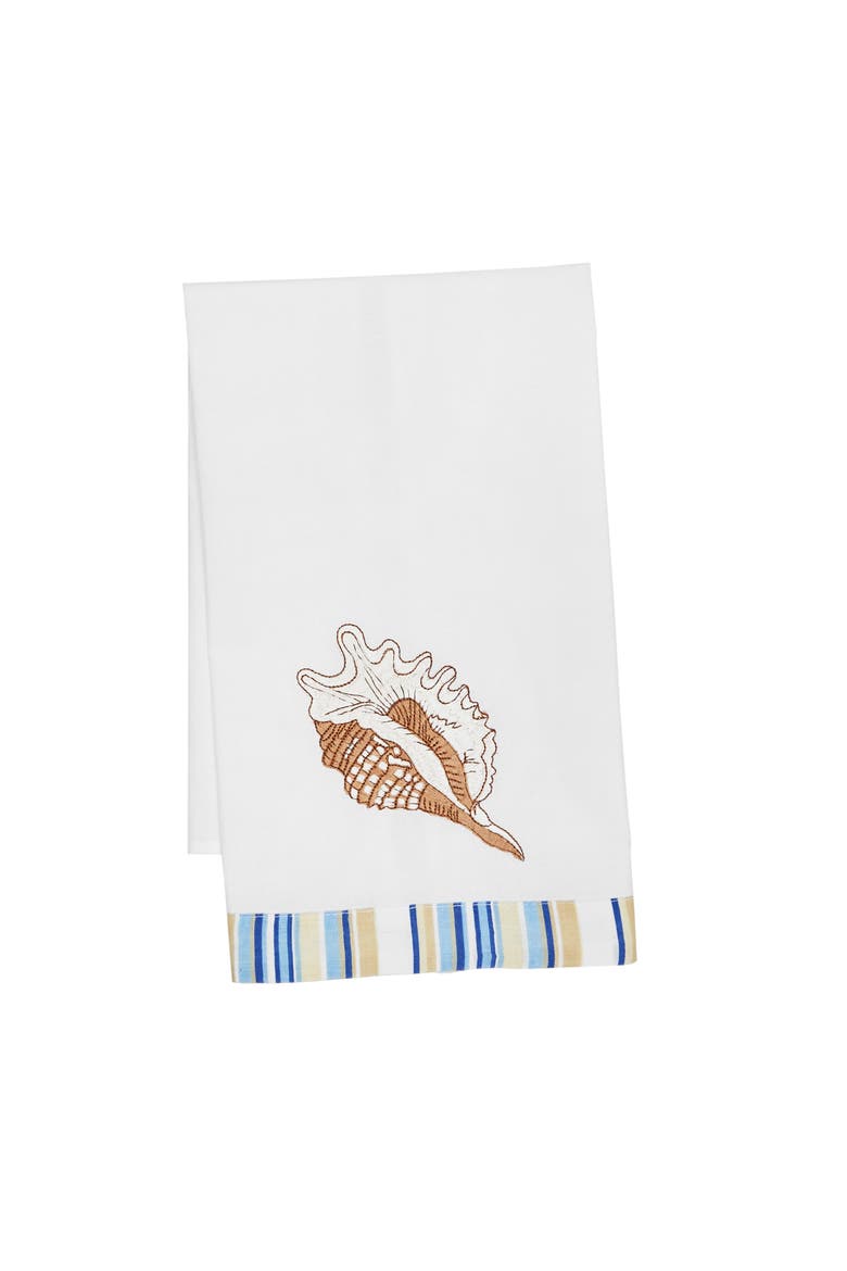 Taupe Shells Woven Kitchen Towel, Main, color, brown