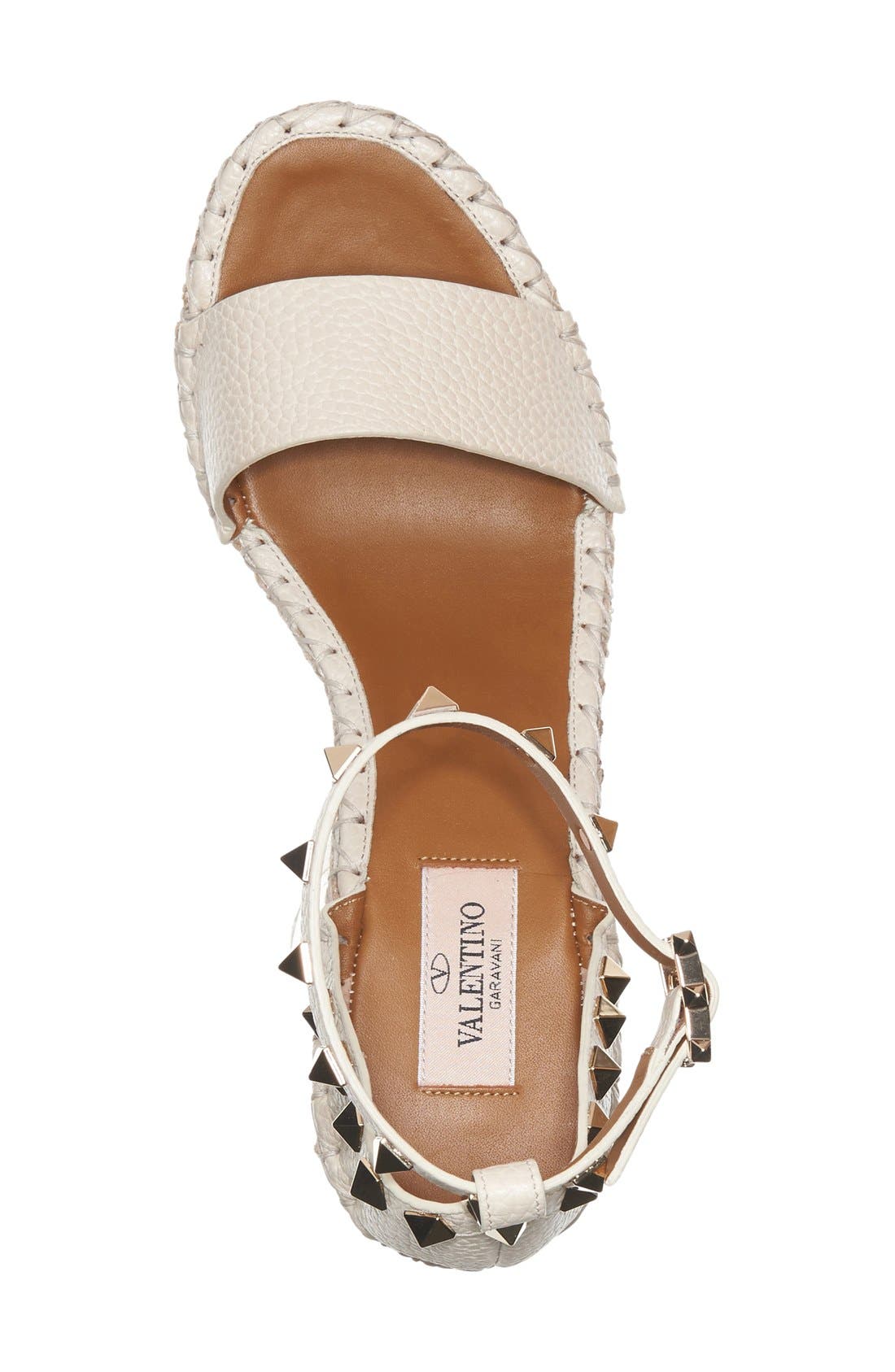 Rockstud Espadrille Wedge, Alternate, color, IVORY