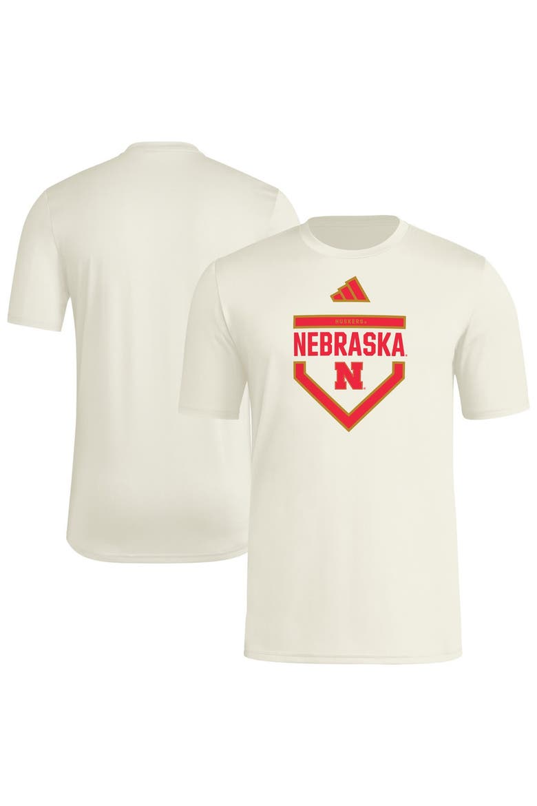 Men's adidas  Cream Nebraska Huskers Home Plate Pre-Game T-Shirt, Main, color, Cream