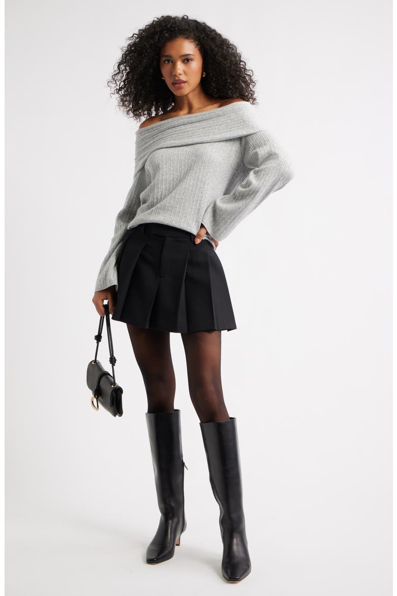 Off the Shoulder Sweater, Alternate, color, GREY HEATHER