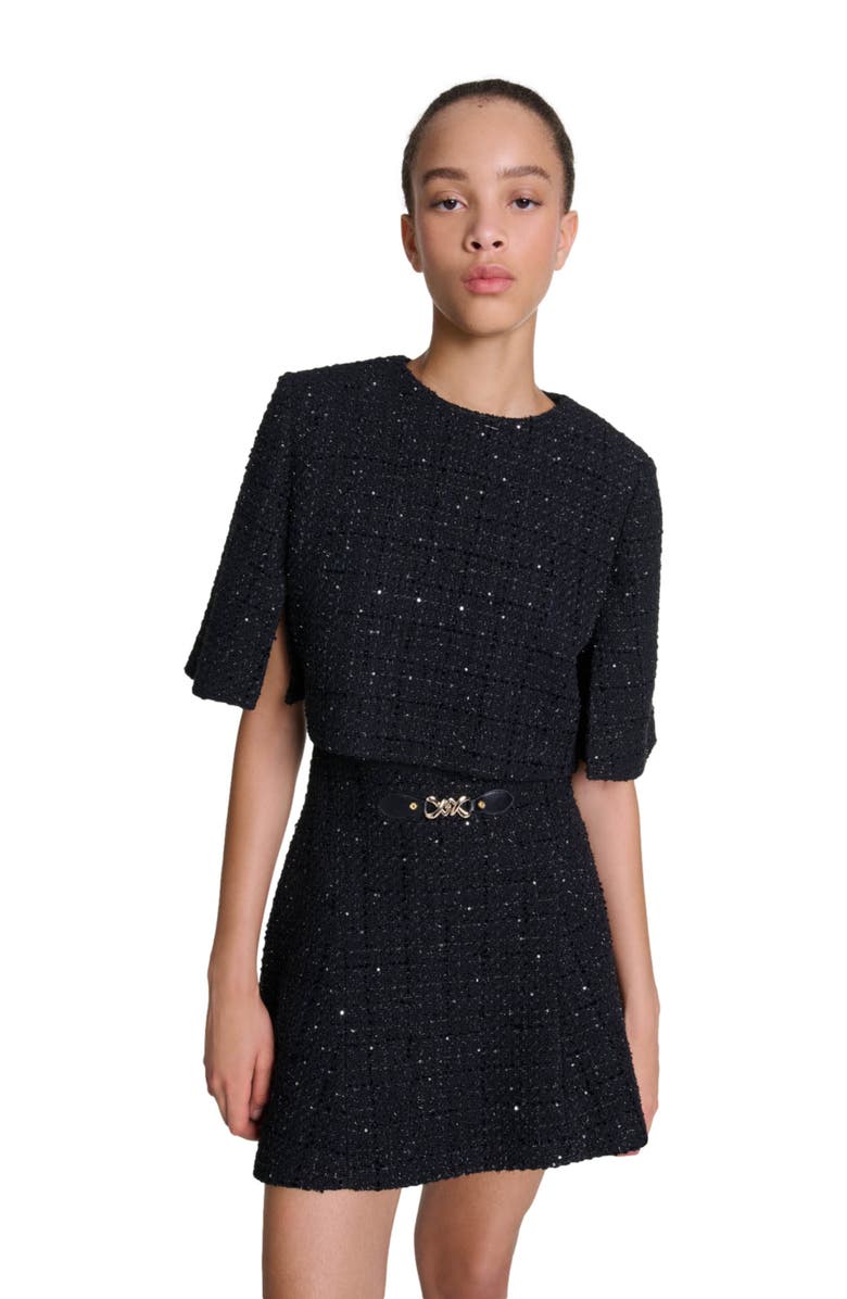 maje Tweed 2-in-1 mini dress, Alternate, color, 