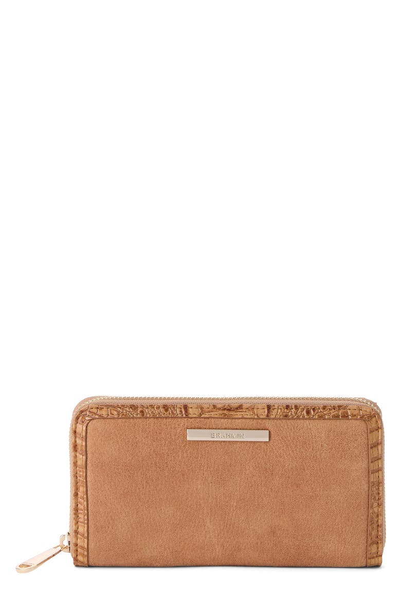 Suri Leather Zip Wallet, Main, color, TAN