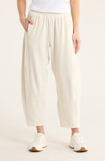Max Studio Barrel Leg Corduroy Pants In White
