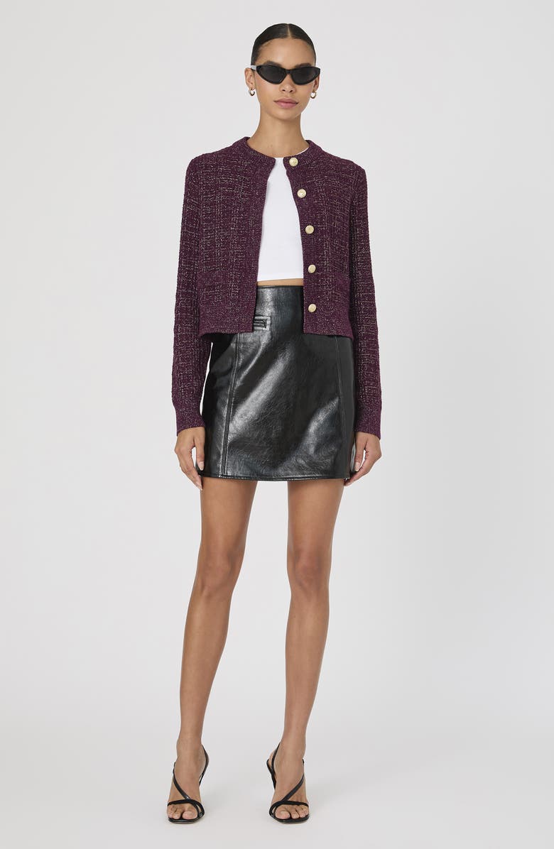 French Connection Metallic Cotton Blend Cardigan, Alternate, color, Burgundy-Gold