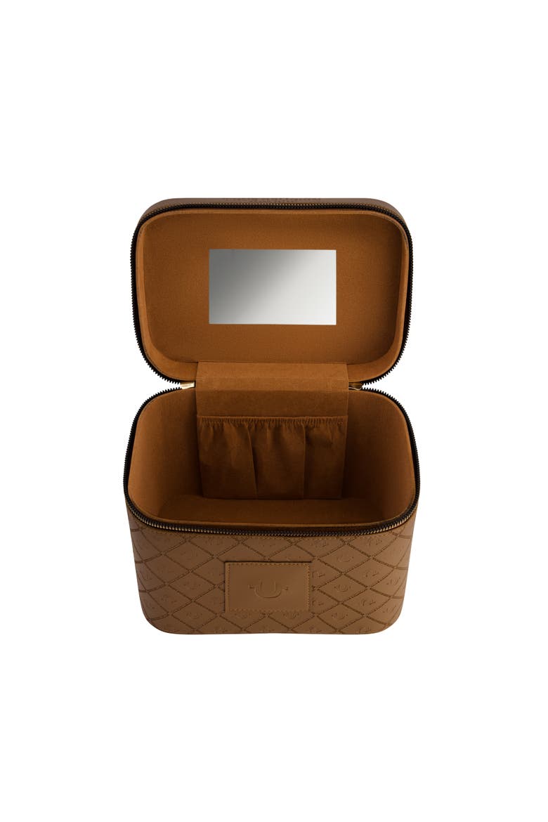 Large Cosmetic Case with Mirror, Alternate, color, BROWN