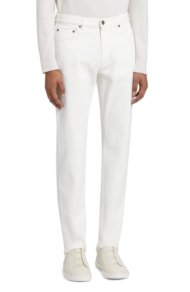 ZEGNA Stretch Denim City Fit Jeans, Main, color, White