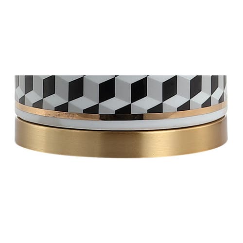 Jonathan Y Ellie 24.5" Tumbling Block Ceramic/metal Led Table Lamp In Black/white