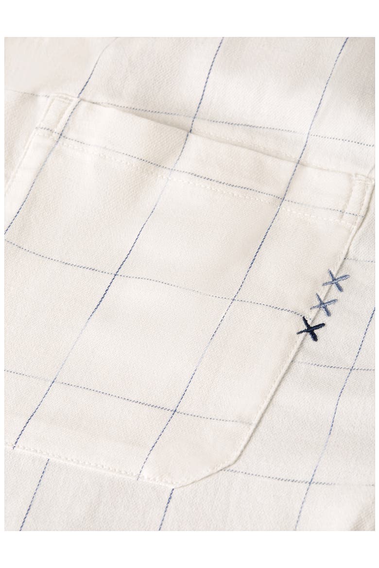 Pleated Relaxed Straight Fit Cotton & Linen Blend Pants, Alternate, color, BRIGHT WHITE / BLUE CHECK