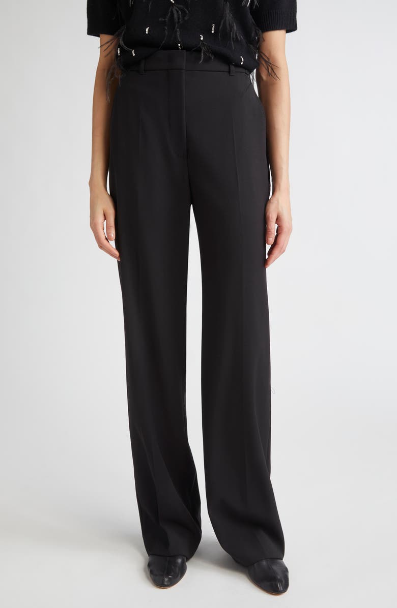 Max Mara Studio Verbena Virgin Wool Trousers, Main, color, Black
