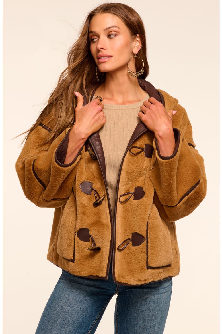 Lucy Reversible Faux Shearling Hooded Jacket, Alternate, color, CAMEL