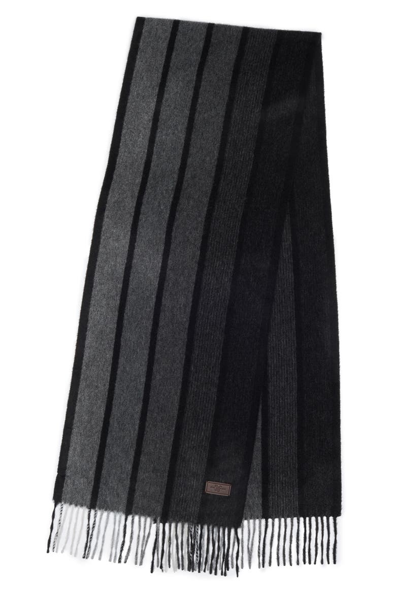 Ombré Stripe Cashmere Scarf, Alternate, color, BLACK