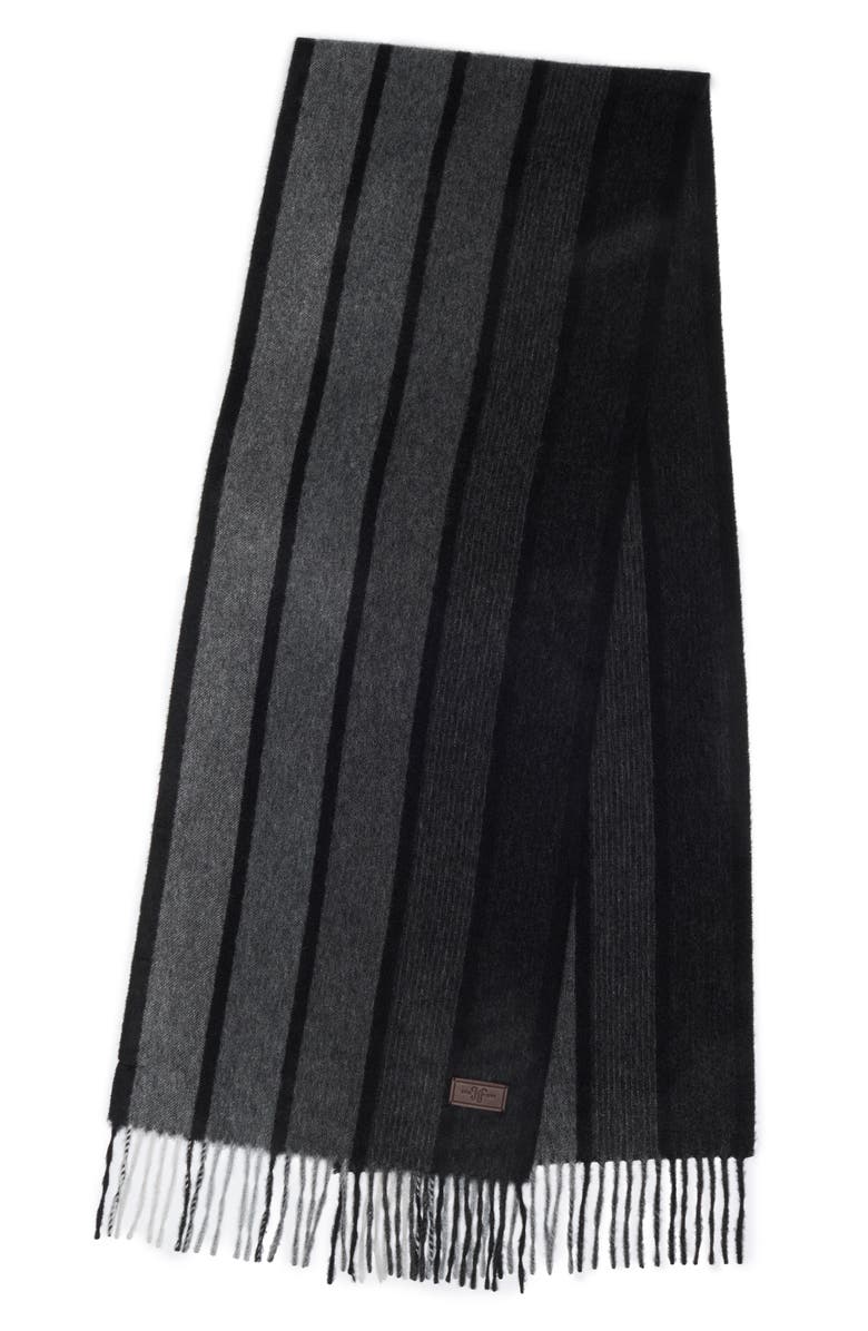 Hickey Freeman Ombré Stripe Cashmere Scarf, Alternate, color, Black