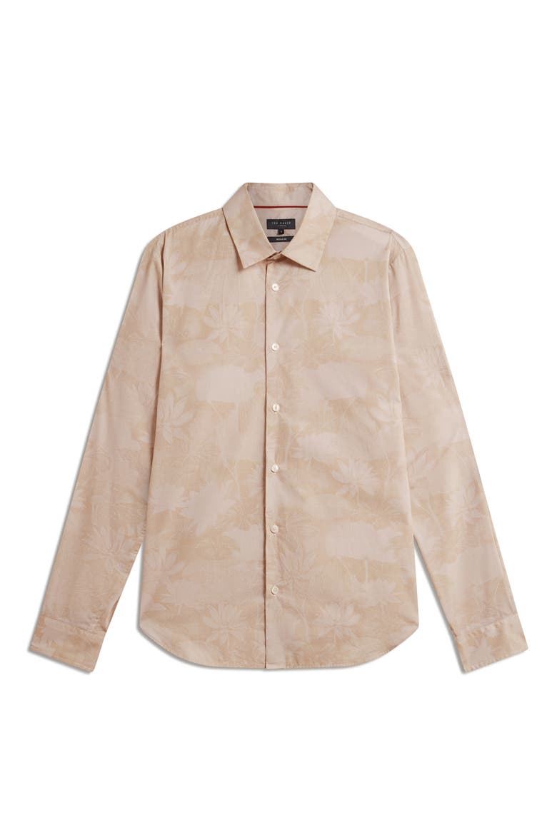 Ocania Regular Fit Floral Cotton Button-Up Shirt, Alternate, color, BEIGE/ ECRU