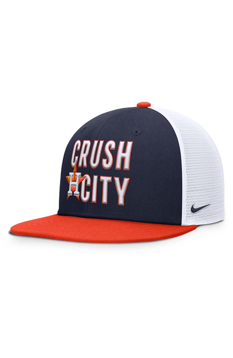 Nike Men's Nike Navy/Orange Houston Astros Pro Performance Trucker Snapback Hat, Alternate, color, Navy