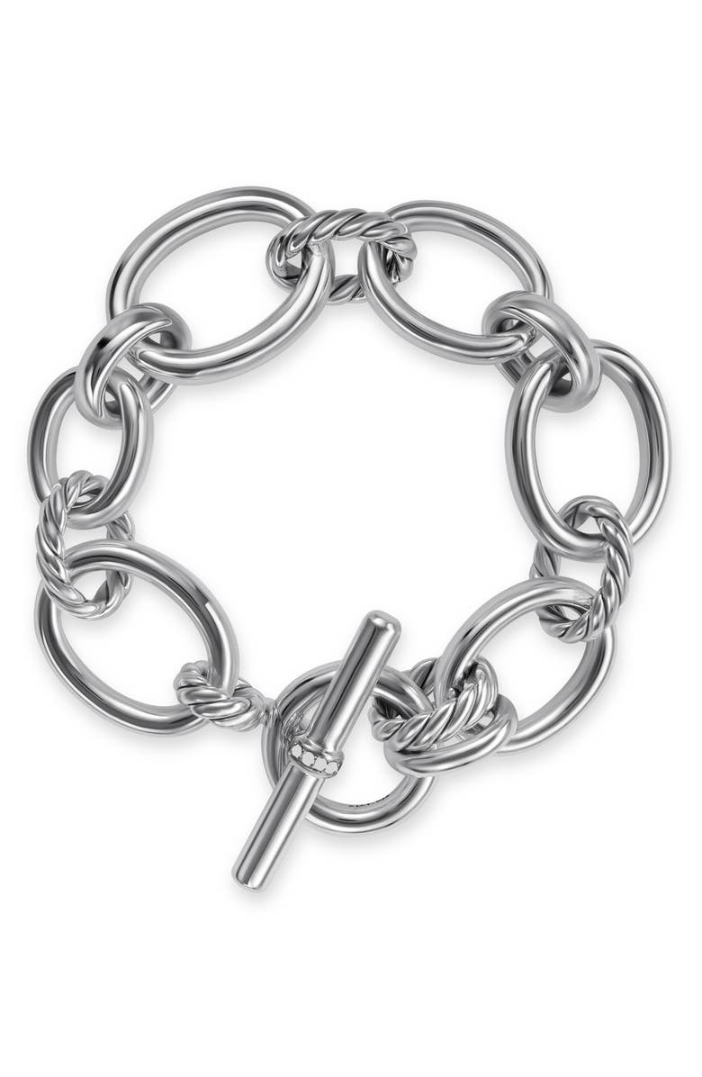 David Yurman Mercer<sup>™</sup> 18K Gold & Sterling Silver Chain Bracelet with Pavé Diamonds, Alternate, color, Sterling Silver