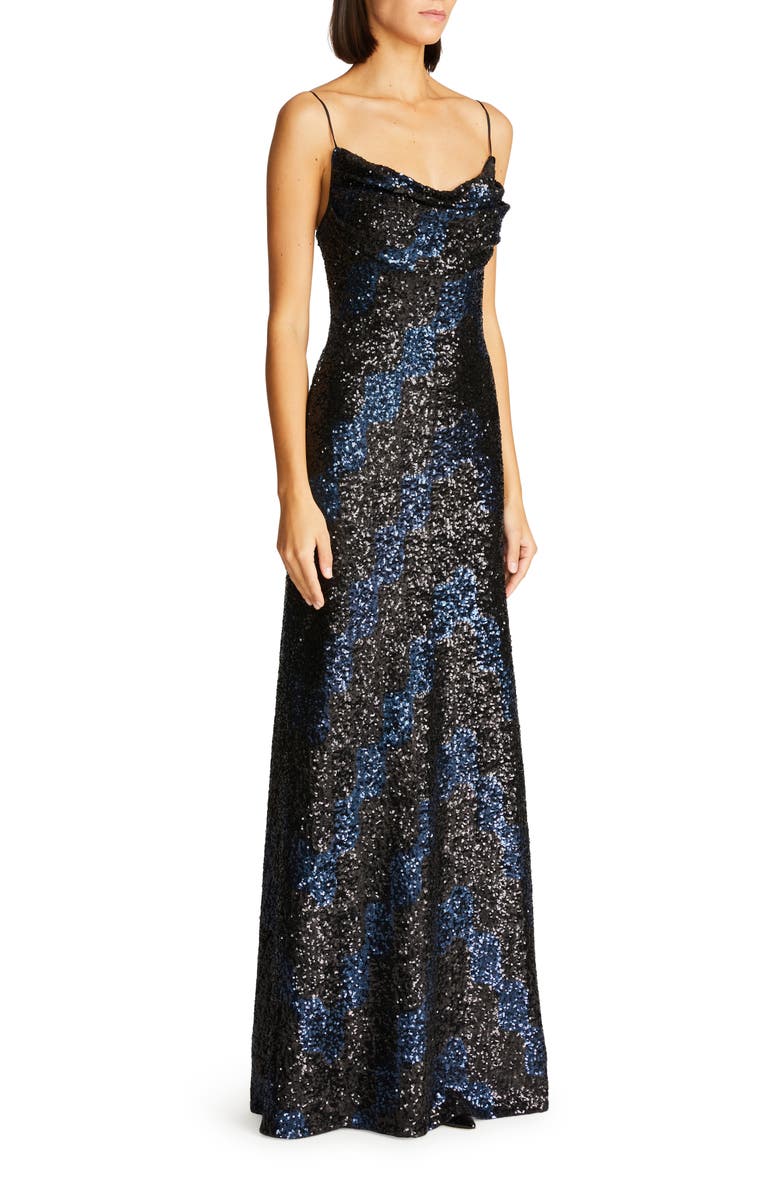 HALSTON Syrena Wave Sequin Gown, Alternate, color, 