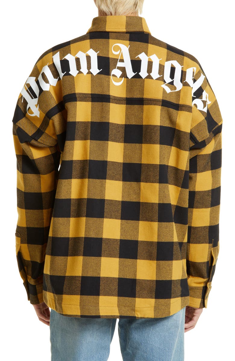 Palm Angels Oversize Buffalo Check Flannel Shirt Jacket, Alternate, color,