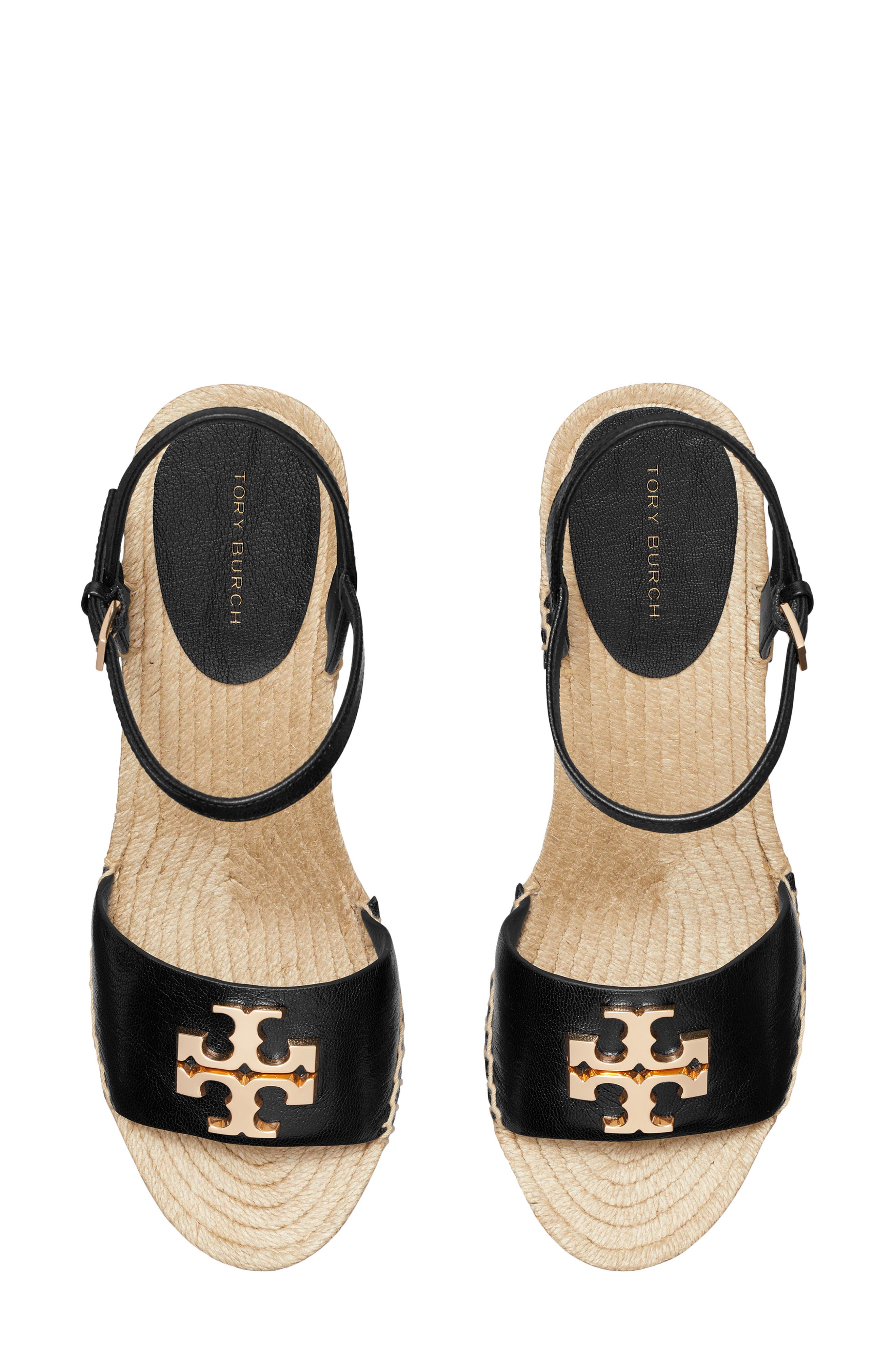 Tory Burch Eleanor Wedge Espadrille, Alternate, color, Perfect Black / Gold