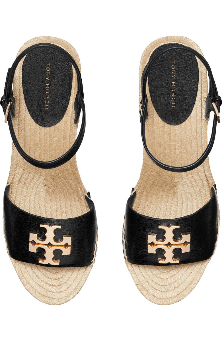 Tory Burch Eleanor Wedge Espadrille, Alternate, color, Perfect Black / Gold