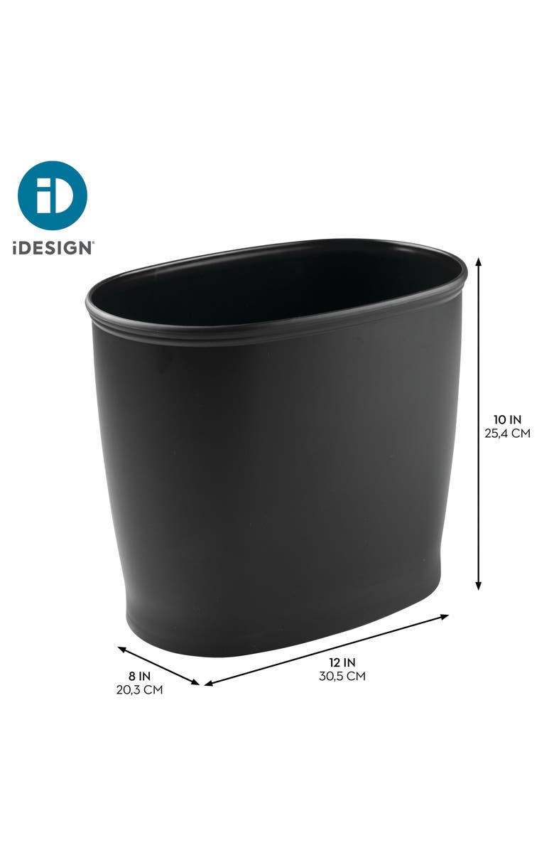 iDesign Oval 2.1 Gallon / 8 Liter Plastic Trash Can, 2-Pack, Black, Made in USA, Alternate, color, Matte Black
