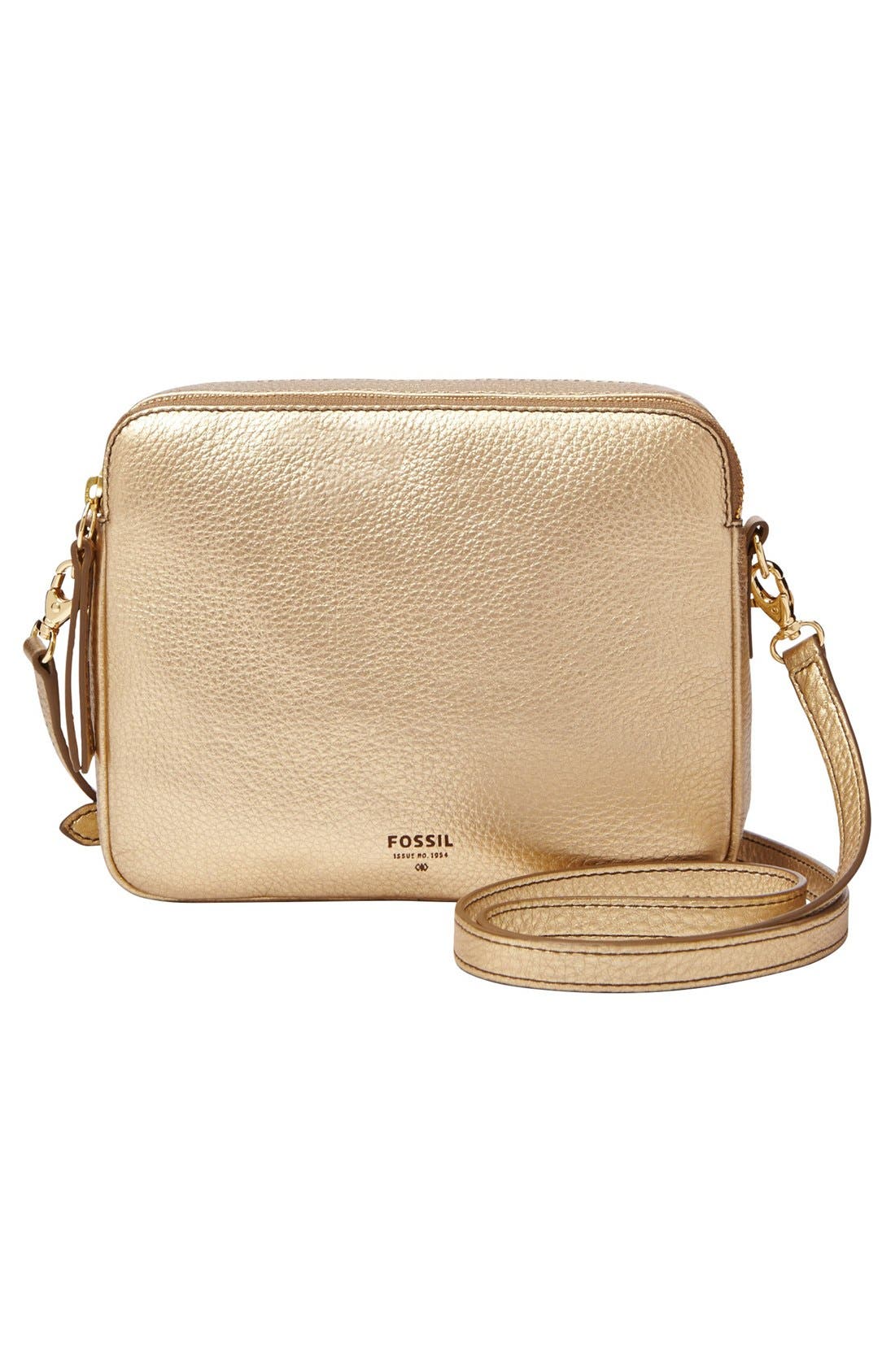 'Sydney' Metallic Leather Crossbody Bag, Alternate, color, METALLIC GOLD