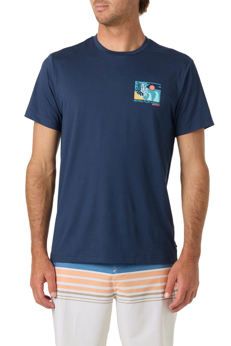 Coral UPF 50 Graphic Short Sleeve Rashguard, Main, color, NAVY