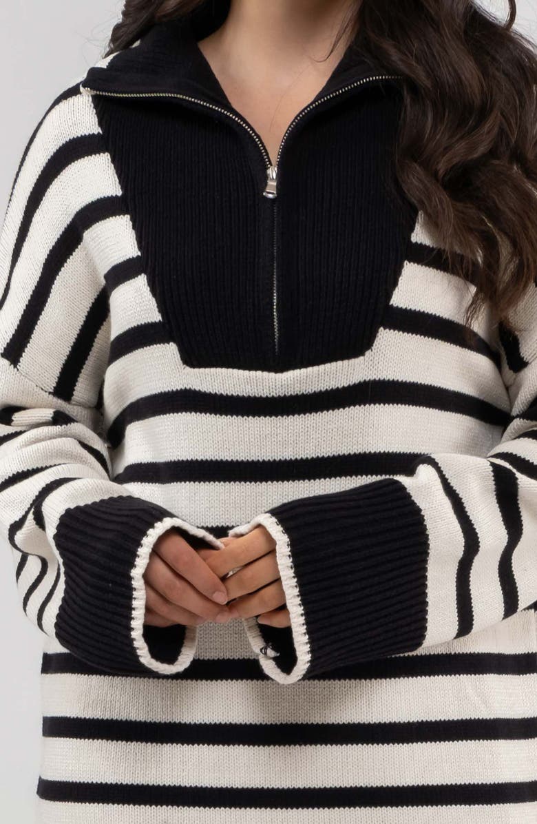 Blu Pepper Stripe Long Sleeve Sweater Dress, Alternate, color, Cream