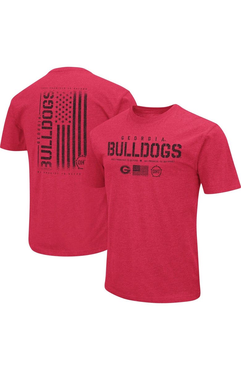 COLOSSEUM Men's Colosseum Heather Red Georgia Bulldogs OHT Military Appreciation Flag 2.0 T-Shirt, Main, color, 