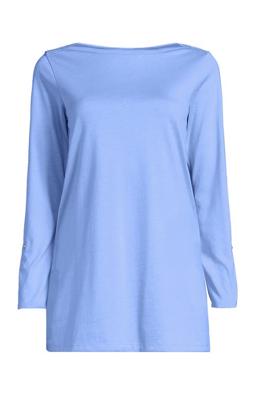Lands' End Supima Cotton Adjustable 3/4 Sleeve Boatneck Tunic In Blue