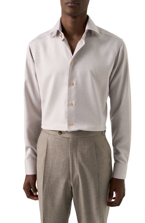 Slim Fit Houndstooth Twill Dress Shirt