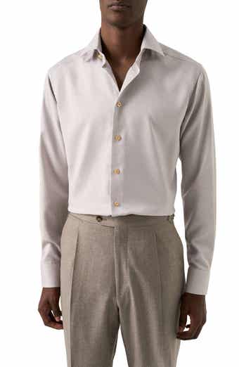 Slim Fit Houndstooth Twill Dress Shirt