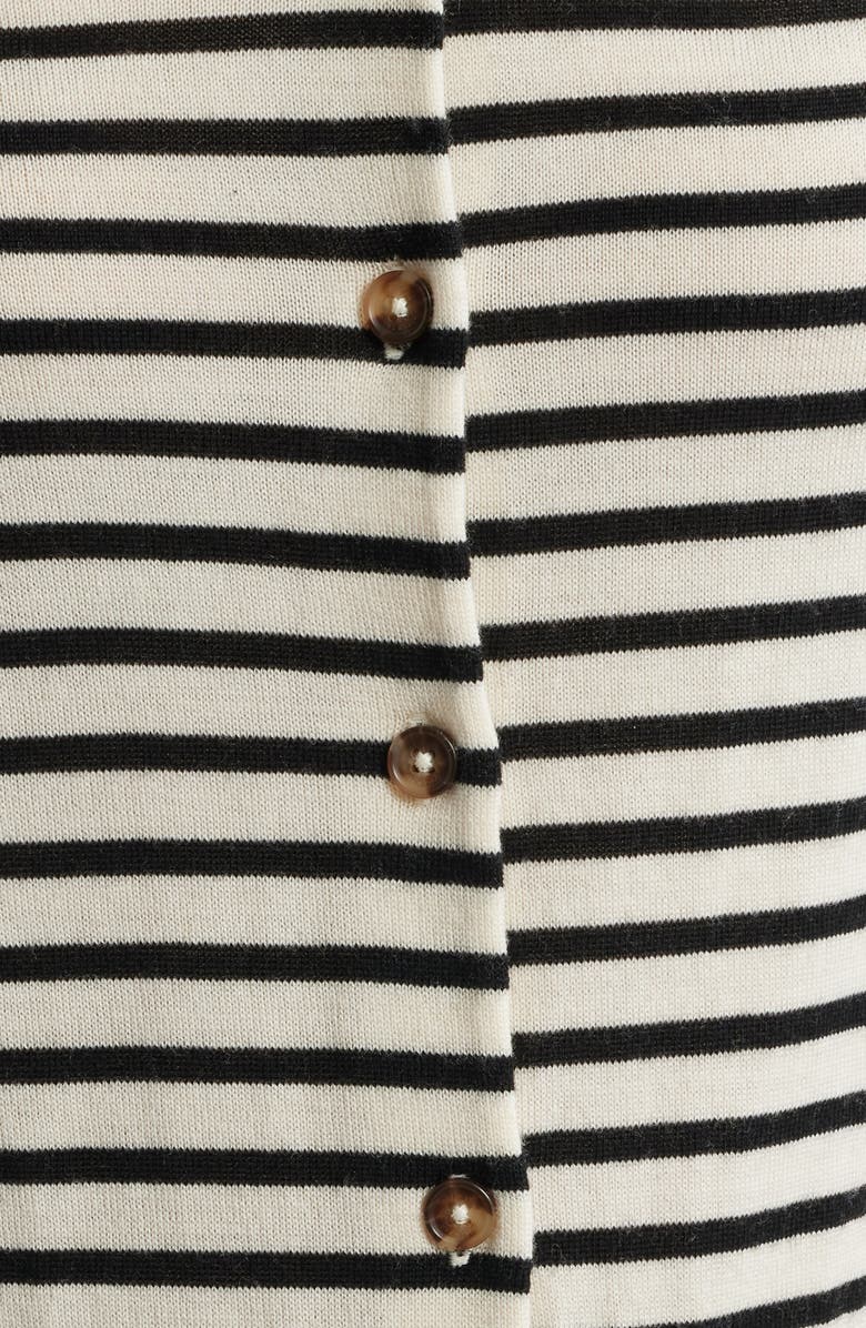 rag & bone Anne Stripe Short Sleeve Wool Cardigan, Alternate, color, Ivory