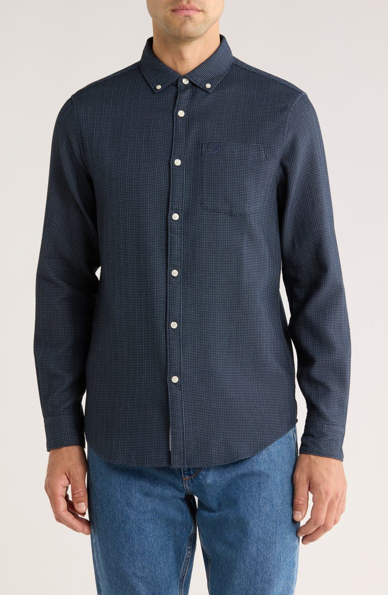 Original Penguin Slim Fit Waffle Textured Button-Up Shirt, Main, color, Dark Sapphire