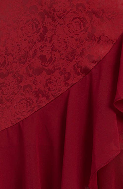 En Saison Annalis Ruffle High-low Maxi Dress In Burgundy