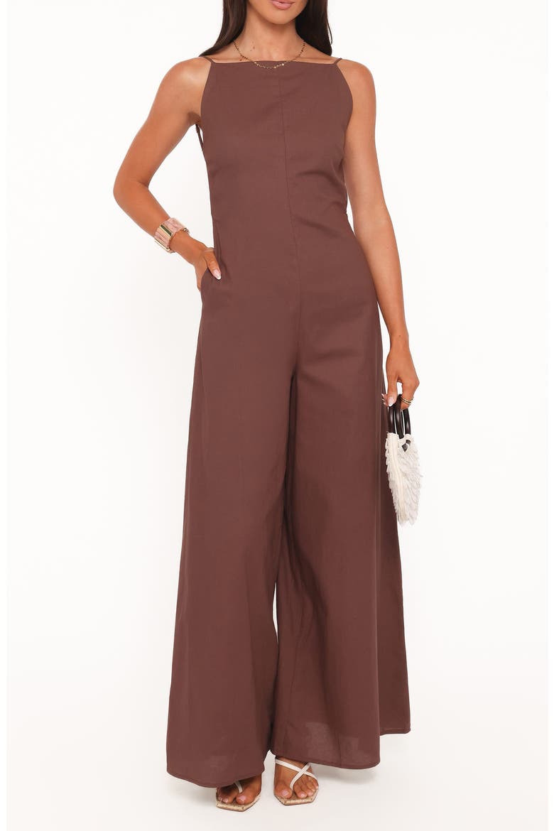 Ophilia Open Back Jumpsuit, Main, color, DARK BROWN
