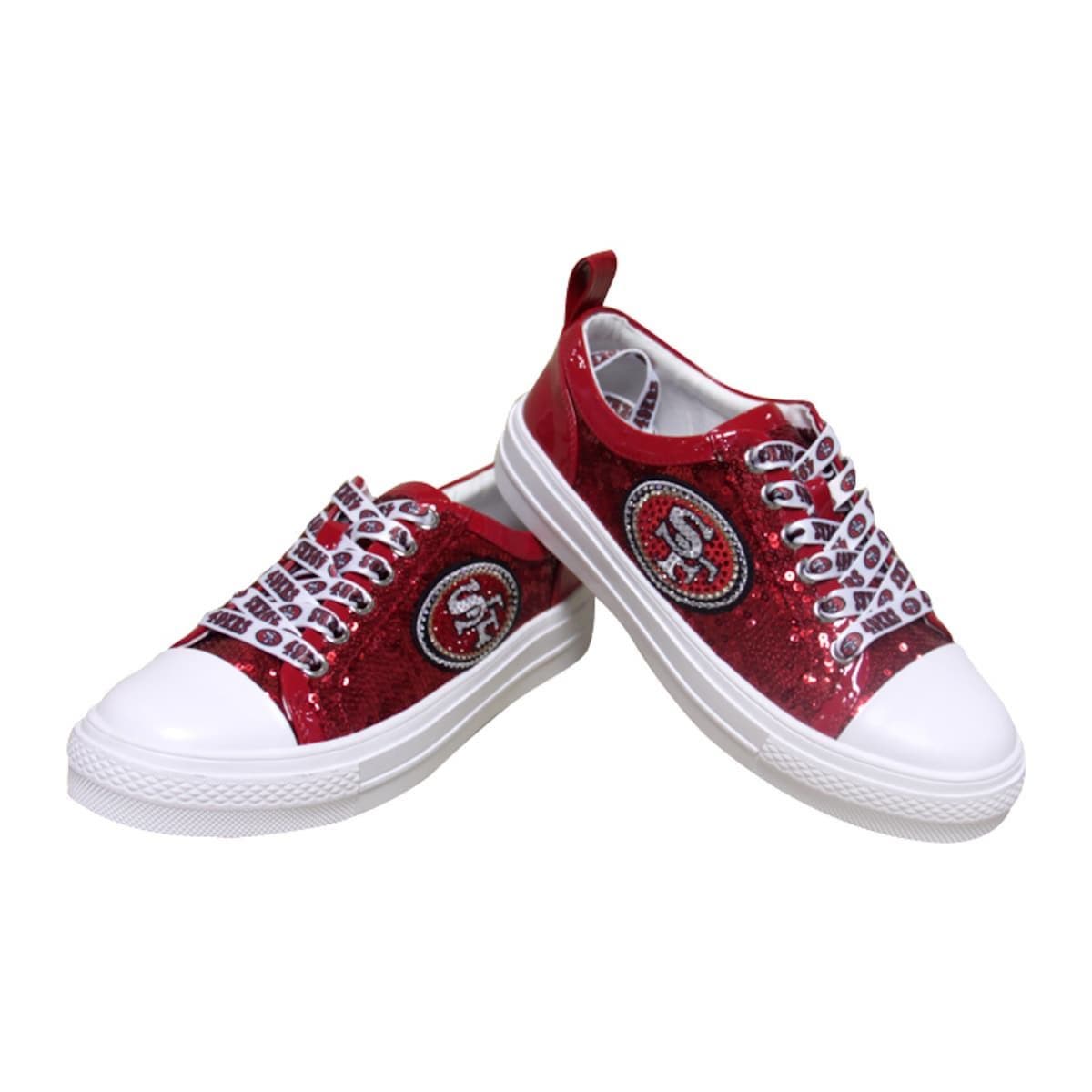 CUCE Women's Cuce Scarlet San Francisco 49ers Team Sequin Sneakers, Main, color, 