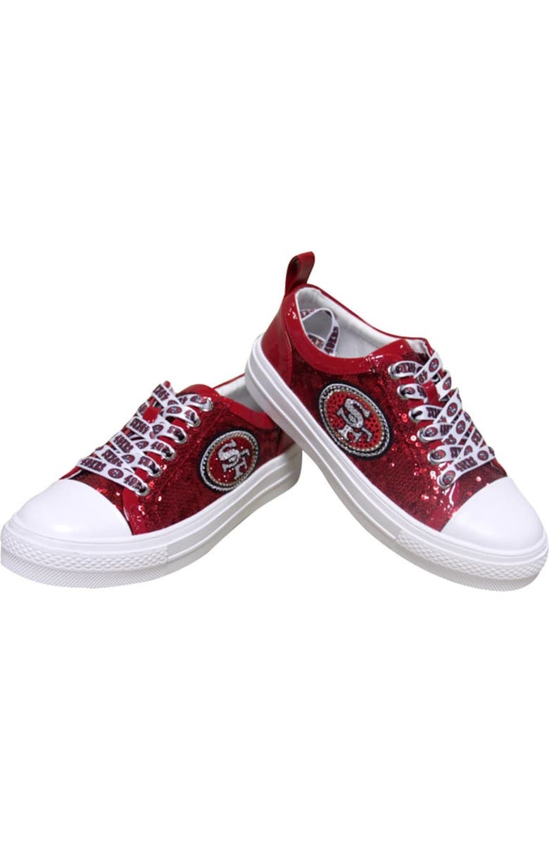 CUCE Women's Cuce Scarlet San Francisco 49ers Team Sequin Sneakers, Main, color,