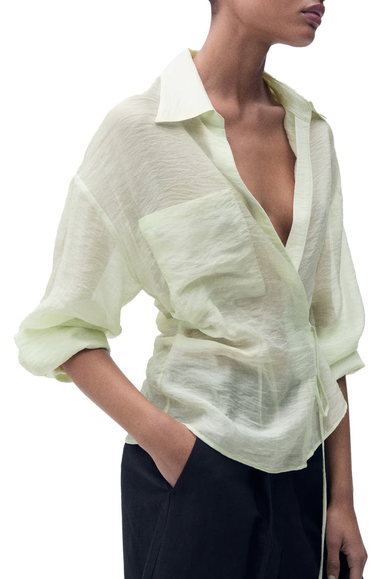 Side Tie Wrap Top, Alternate, color, AQUA GREEN