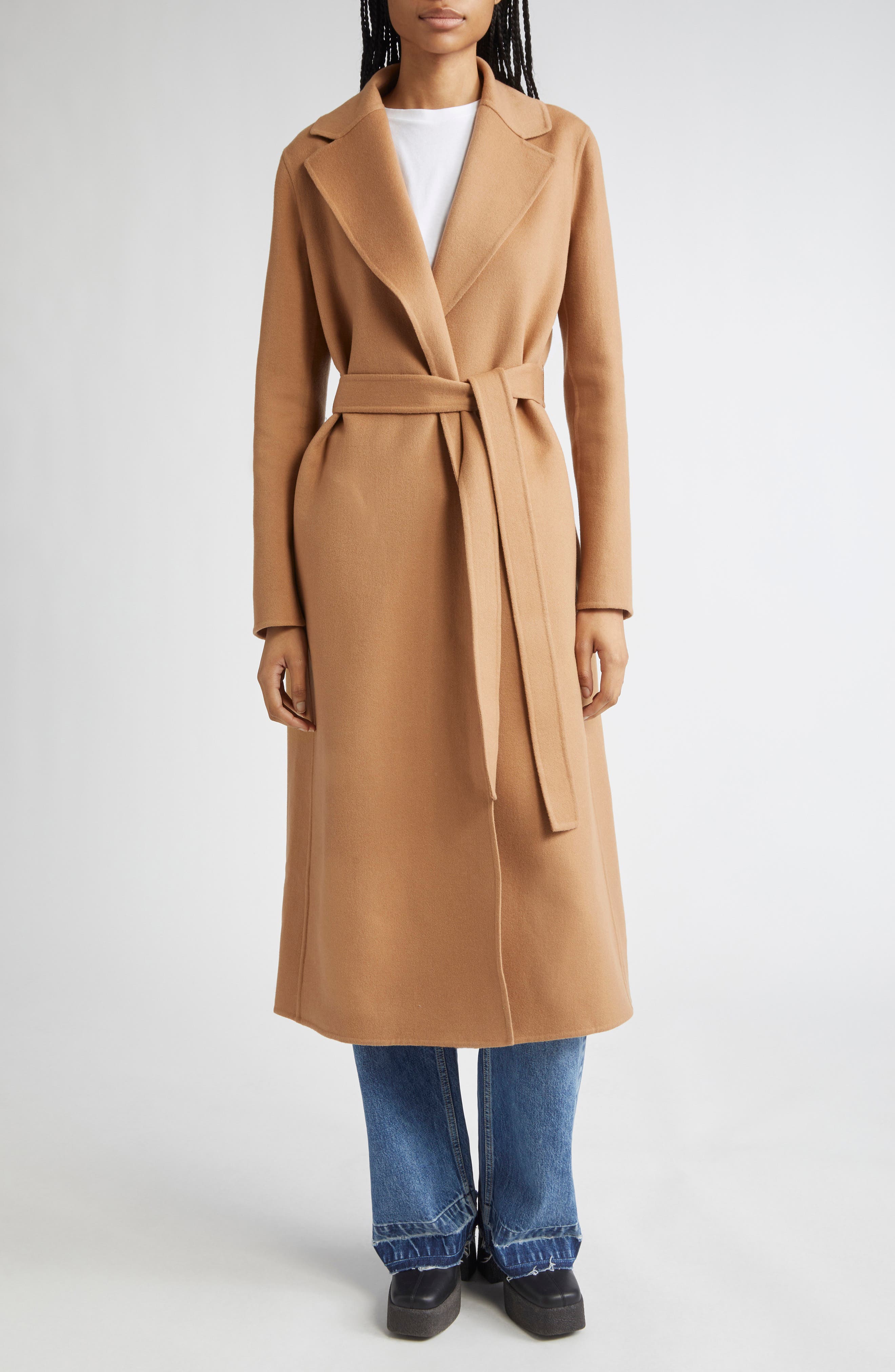 Belted Double Face Wool Wrap Coat - image 3