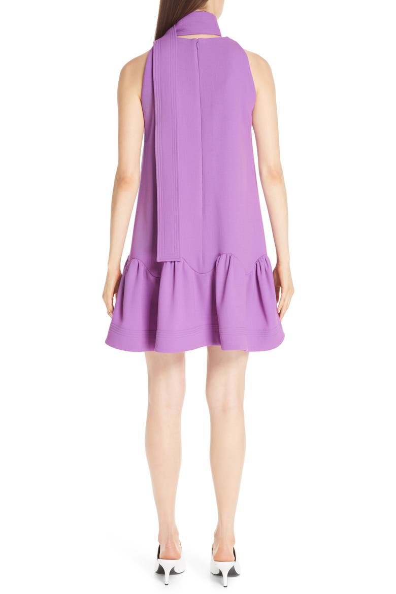 Scarf Neck Wool Blend Crepe Drop Waist Dress, Alternate, color, LAVENDER