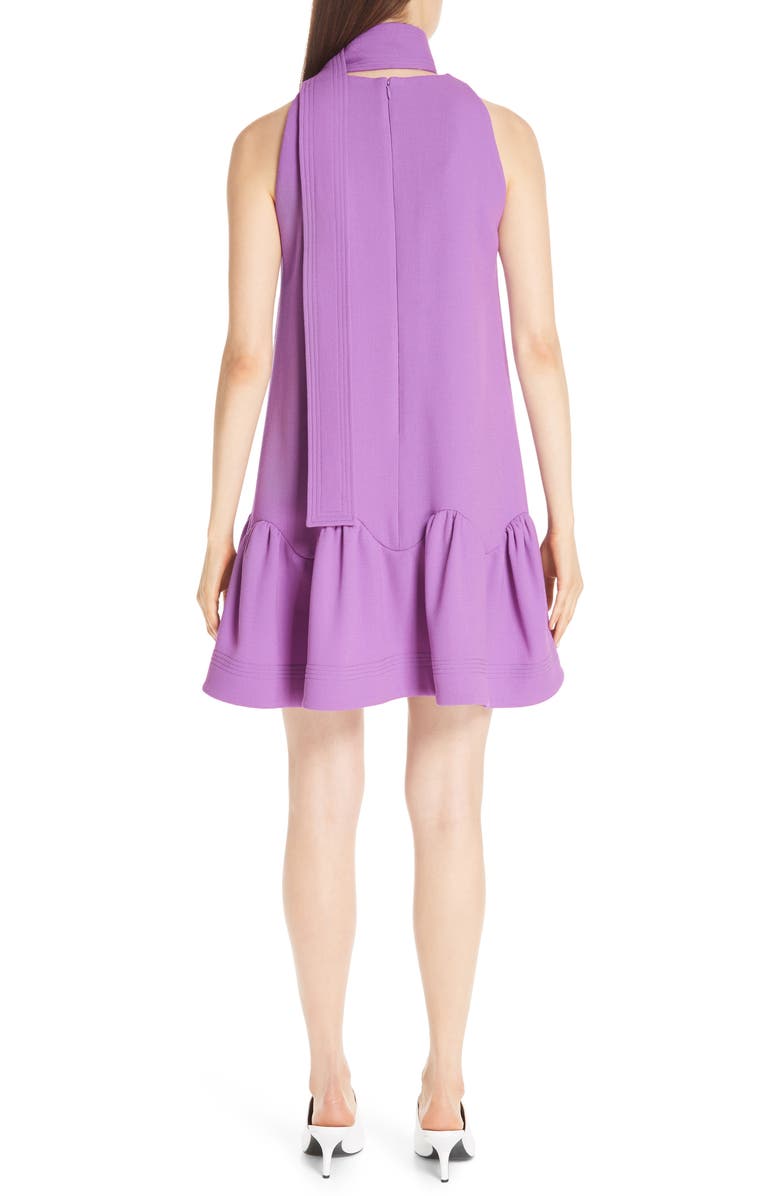 Lela Rose Scarf Neck Wool Blend Crepe Drop Waist Dress, Alternate, color, 