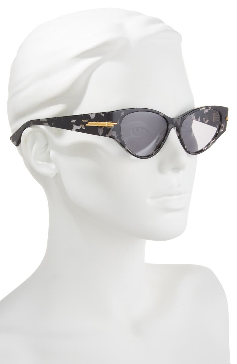 Bottega Veneta 55mm Cat Eye Sunglasses, Alternate, color, Havana Havana Grey