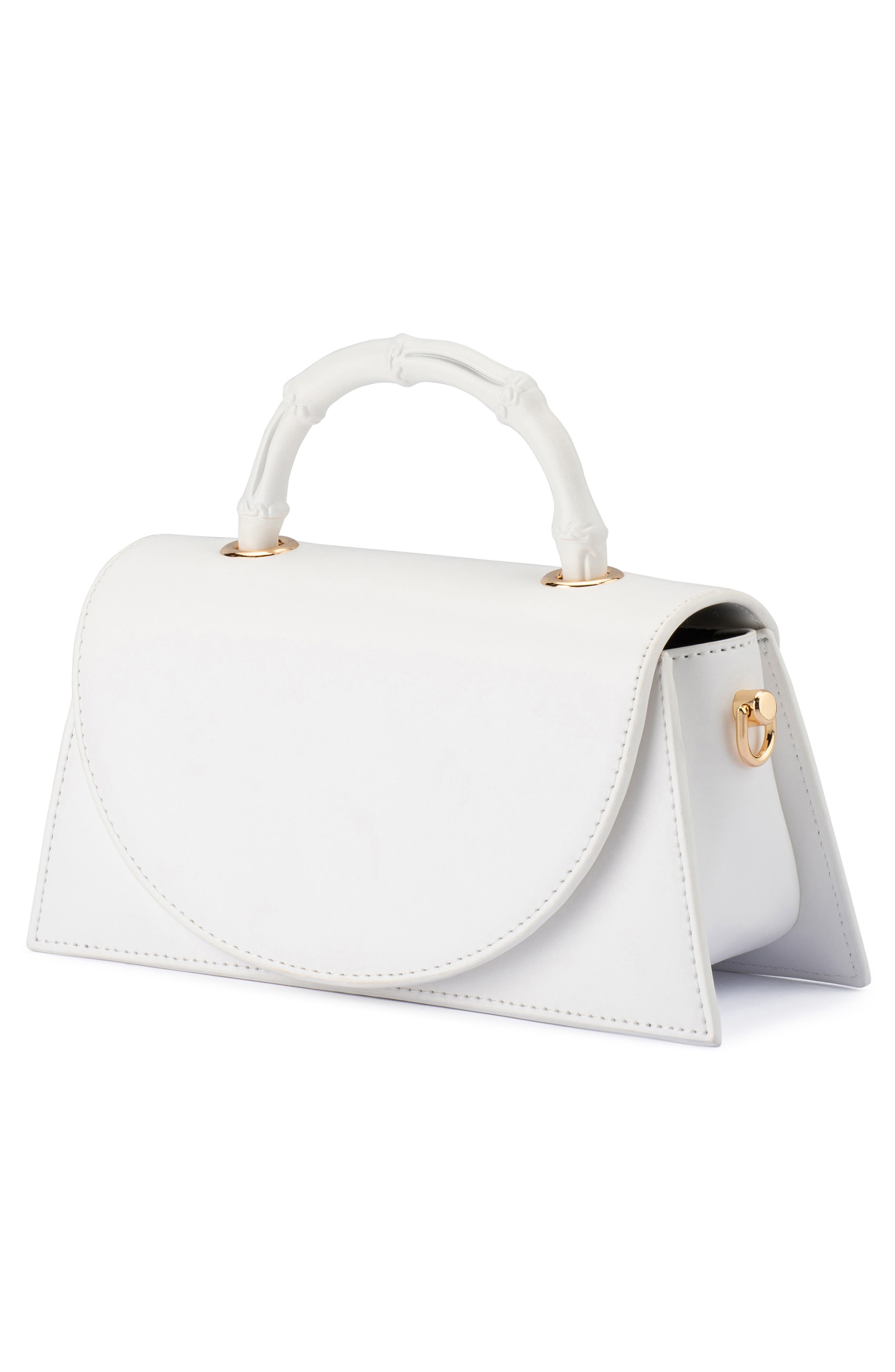 Olga Berg Phoebe Faux Leather Top Handle Bag, Alternate, color, White