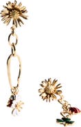 MANGO Flower Drop Earrings