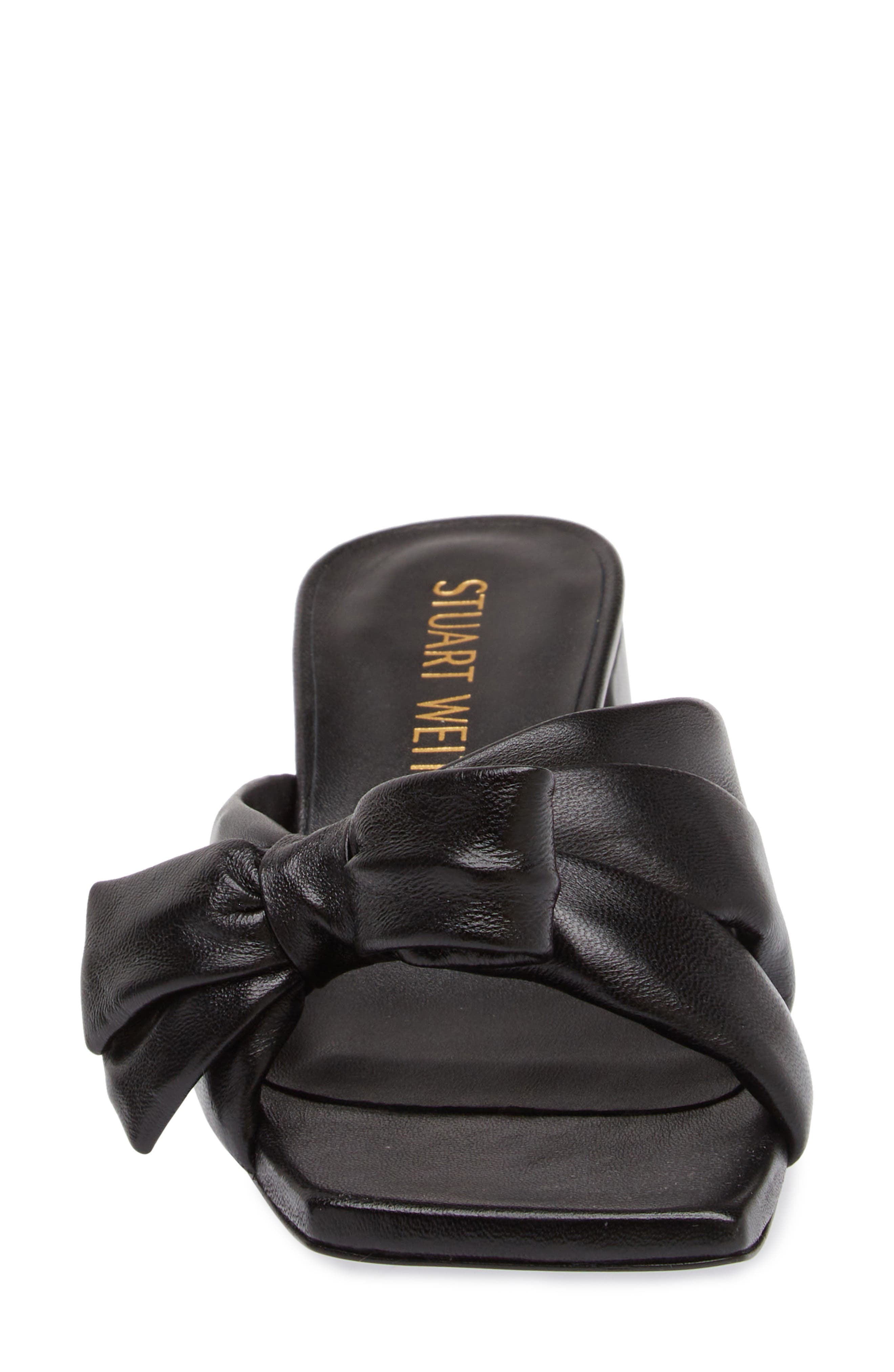 Stuart Weitzman Sofia Bow Sandal, Alternate, color, Black Leather