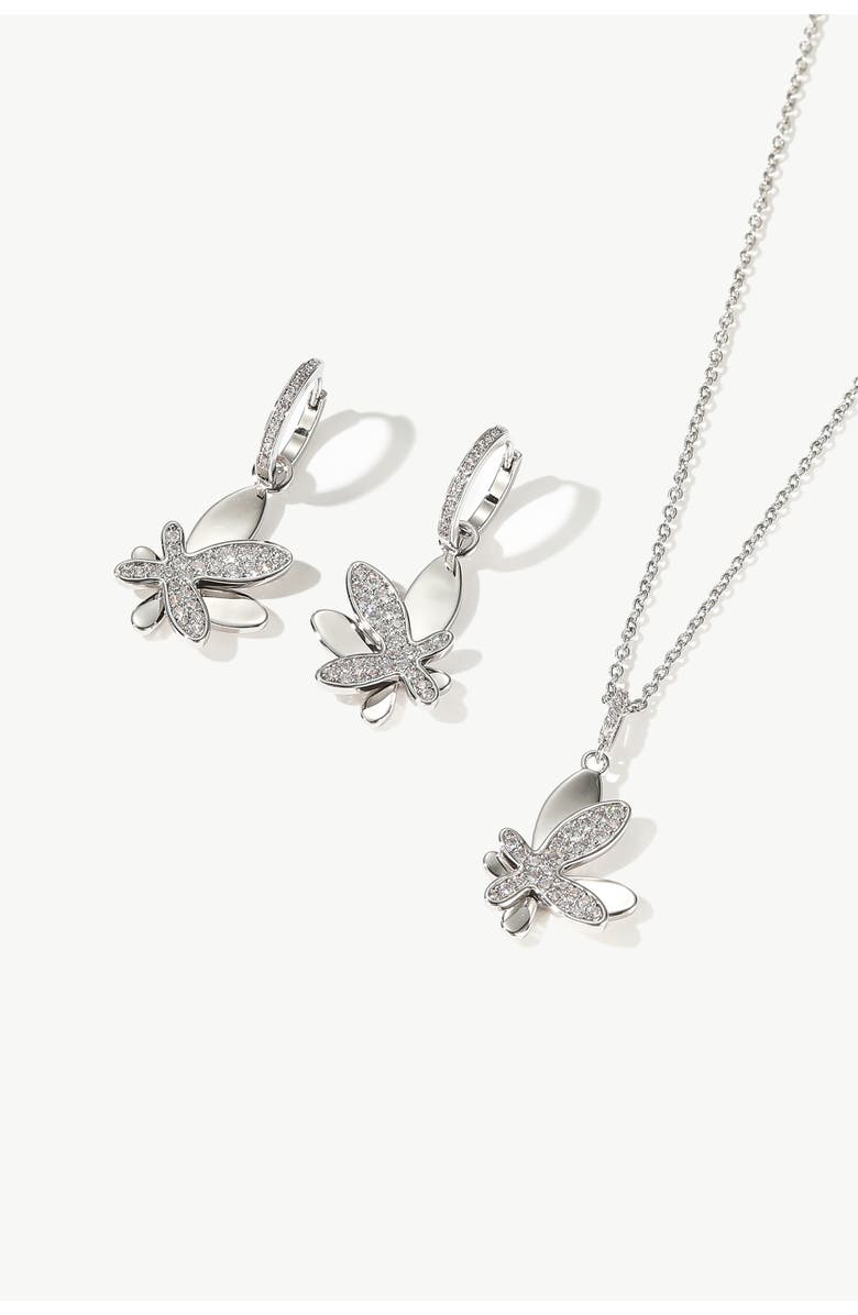 Classicharms Pavé Butterfly Pendant Necklace, Alternate, color, Silver/Clear