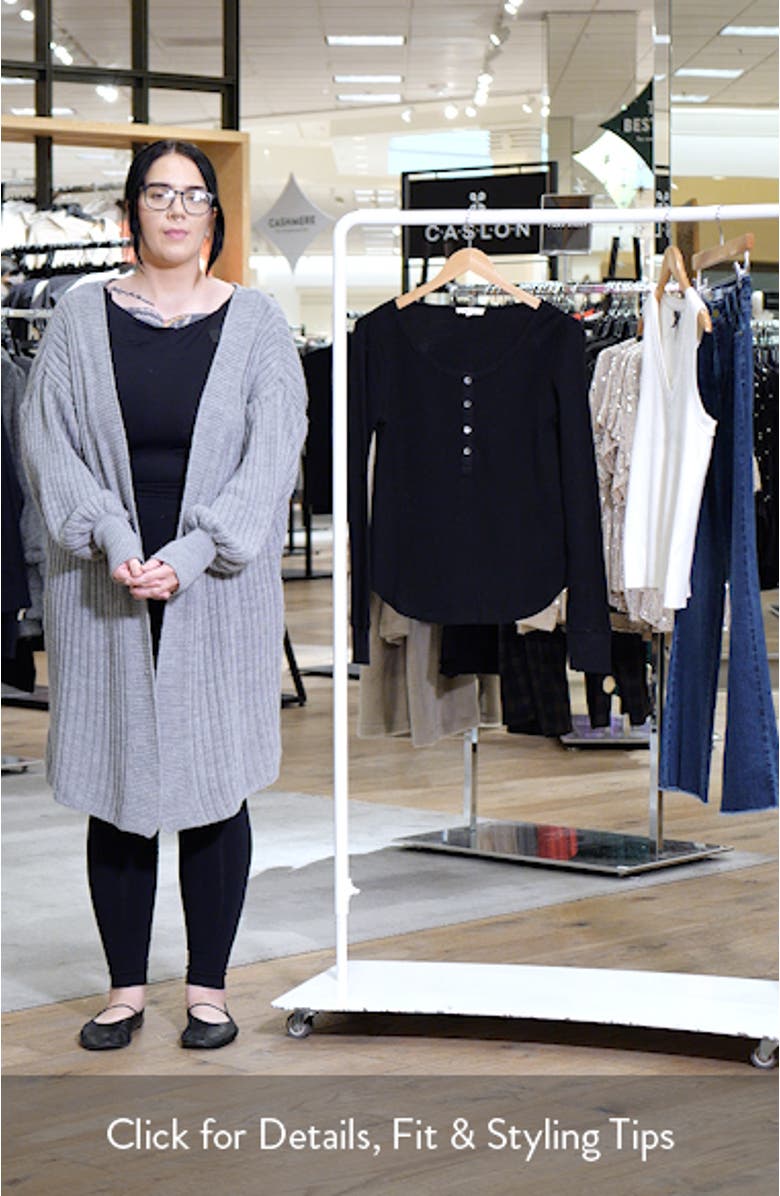 Waffle Knit Scoop Neck Henley Top, sales video thumbnail