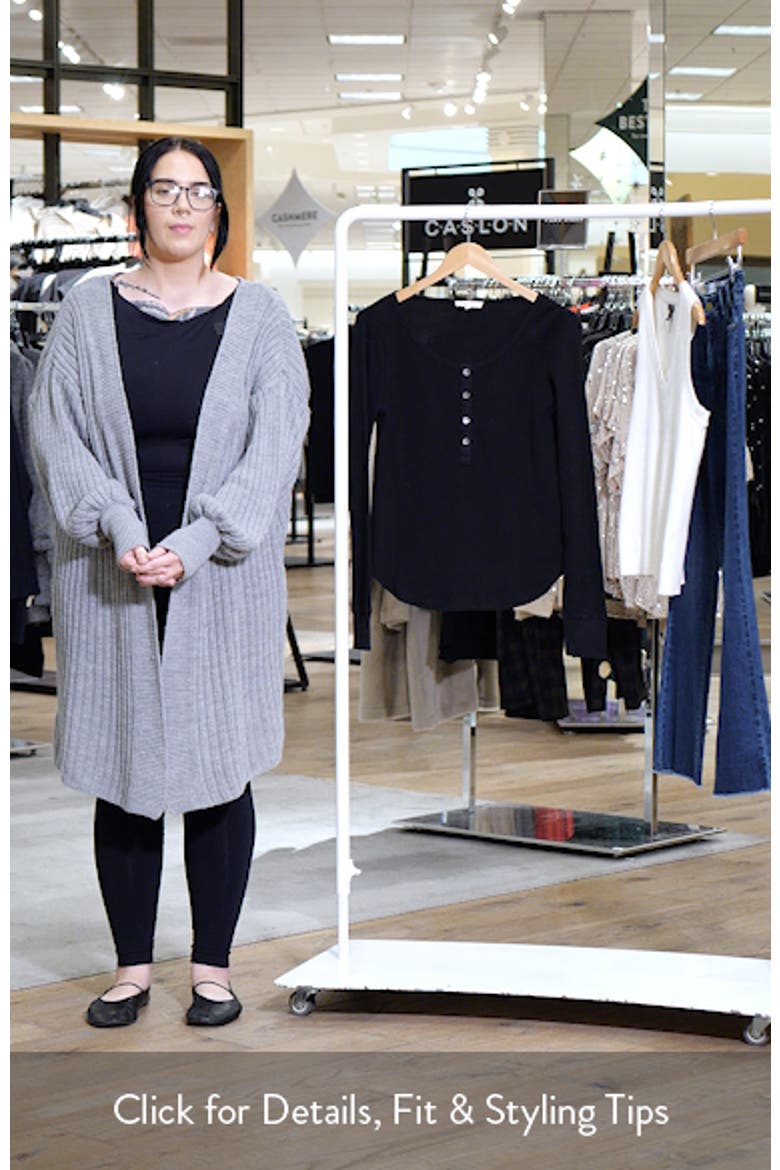 Waffle Knit Scoop Neck Henley Top video